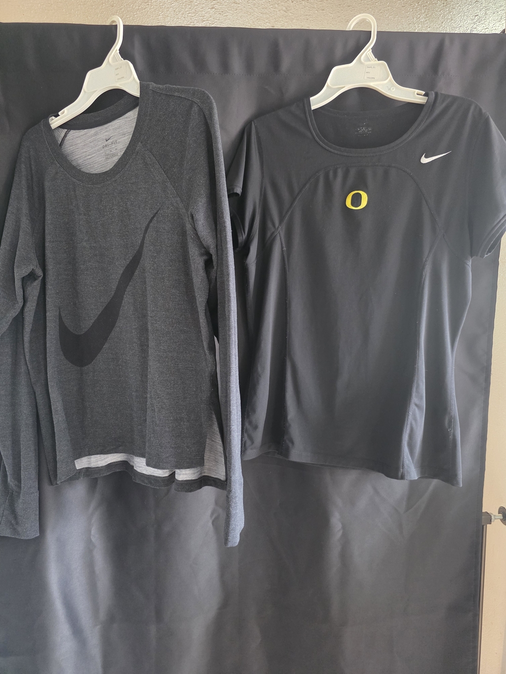2 NIKE Women’s shirts- Black Athletic Shirt with Oregon Logo & Long Sleeve Shirt